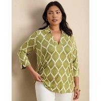 Live Unlimited London Jersey Printed Top Green Mix