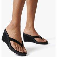 Steve Madden Leather Wedge Sandals Black