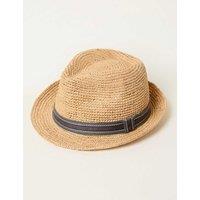 FatFace Stripe Straw Packable Trilby Natural Mix
