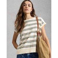 White Stuff Cotton Rich Striped T-Shirt with Cotton White Mix