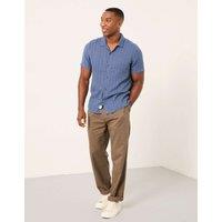 FatFace Linen Blend Striped Short Sleeve Shirt Denim Mix