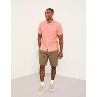 FatFace Regular Fit Cotton Linen Blend Shirt Orange