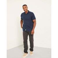 FatFace Regular Fit Cotton Linen Blend Shirt Navy