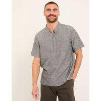 FatFace Regular Fit Cotton Linen Blend Striped Shirt Black Mix