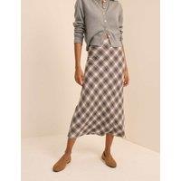 Nobody's Child Pure Cotton Checked Midaxi Slip Skirt Brown