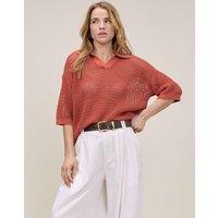 Nobody's Child Pure Cotton Textured Polo Shirt Brown