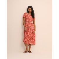Nobody's Child Floral Crew Neck Midi Tea Dress Red