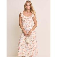 Nobody's Child X Elizabeth Scarlett Floral Scoop Neck Midaxi Tea Dress Yellow