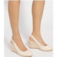 Dune London Leather Ankle Strap Wedge Slingback Sandals Ecru