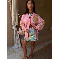 Never Fully Dressed Celestial Jacquard V-Neck Relaxed Cardigan Pink Mix