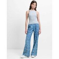 French Connection Cotton Rich Textured Wide Leg Trousers Denim Mix