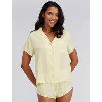 Boux Avenue Satin Striped Short Pyjama Set Yellow Mix