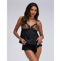 Boux Avenue Satin Lace Short Cami Set Black