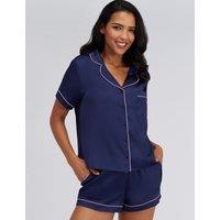 Boux Avenue Satin Short Pyjama Set Navy