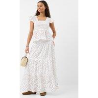 ACCESSORIZE Pure Cotton Polka Dot Maxi Beach Skirt White Mix
