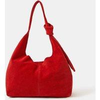 ACCESSORIZE Suede Knot Handle Shoulder Bag Red