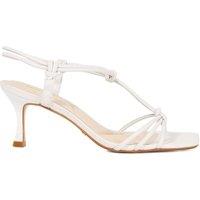 Dune London Leather T-Bar Strappy Kitten Heel Sandals White