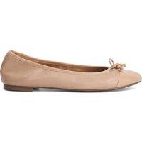 Dune London Wide Fit Leather Bow Charm Ballet Pumps Beige