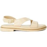 Dune London Leather Asymmetric Buckle Footbed Sandals Ecru