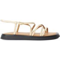 Dune London Leather Tubular Strappy Footbed Sandals Ecru