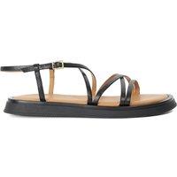 Dune London Leather Tubular Strappy Footbed Sandals Black