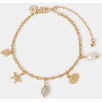 ACCESSORIZE 14 Carat Gold Plated Shells Charm Bracelet Gold