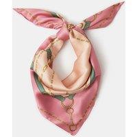 ACCESSORIZE Satin Chain Print Square Scarf Pink Mix