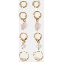 ACCESSORIZE 4 Pack 14 Carat Gold Plated Hoop Earrings Set Gold