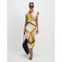 River Island Checked Cowl Neck Midi Column Dress Multi