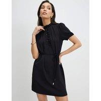 River Island Twill Workwear High Neck Mini Shift Dress Black