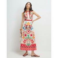 River Island Pure Cotton Floral Midaxi Column Dress Cream Mix