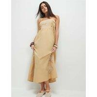 River Island Embroidered Midaxi Waisted Dress Cream Mix