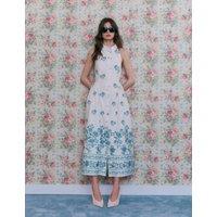 River Island Floral Halter Neck Midaxi Shirt Dress White Mix