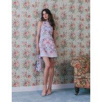 River Island Cotton Rich Floral Halter Neck Mini Dress Purple Mix
