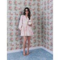 River Island Cotton Rich Floral Lace Trim Mini Dress Cream Mix