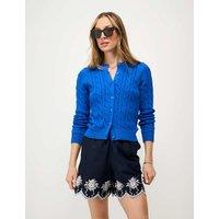 Crew Clothing Pure Cotton Broderie Shorts Dark Blue