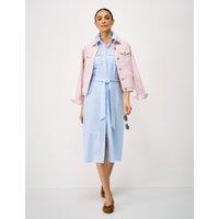 Crew Clothing Pure Cotton Striped Midi Shirt Dress Light Blue Mix