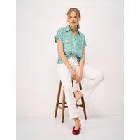 Crew Clothing Linen Rich Checked Relaxed Shirt Teal Mix