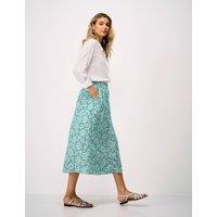 Crew Clothing Floral Midi A-Line Skirt Green Mix
