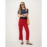 Crew Clothing Linen Rich Drawstring Tapered Trousers Cherry Red