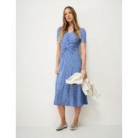 Crew Clothing Jersey Floral Ruched Midi Dress Dark Blue