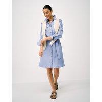 Crew Clothing Belted Mini Shirt Dress with Linen Light Blue