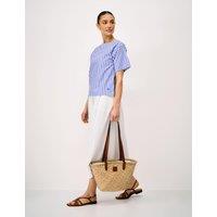 Crew Clothing Pure Cotton Striped Relaxed Blouse Blue Mix