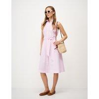 Crew Clothing Pure Cotton Midi Shirt Dress Light Pink Mix