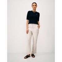 Crew Clothing Linen Rich Drawstring Tapered Trousers Natural