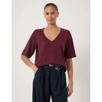 HUSH Cotton Rich V-Neck T-Shirt Pink