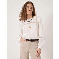 HUSH Pure Cotton Lace Detail Top Ecru