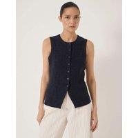 HUSH Cotton Rich Textured Knitted Vest Navy