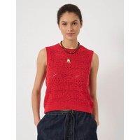HUSH Pure Cotton Open Knit Vest Red
