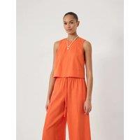 HUSH Linen Blend Shell Top Orange